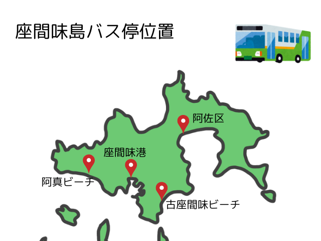 座間味島のバス停位置地図