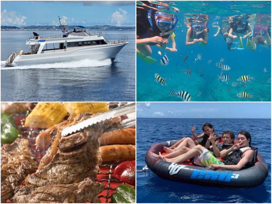 【那覇発/慶良間/貸切】憧れのクルーザーチャーターで贅沢体験！シュノーケル・マリンスポーツ・船上BBQを満喫☆＜最大45名まで乗船OK＞セルリアンドリームVで慶良間の絶景へ（No.408）
