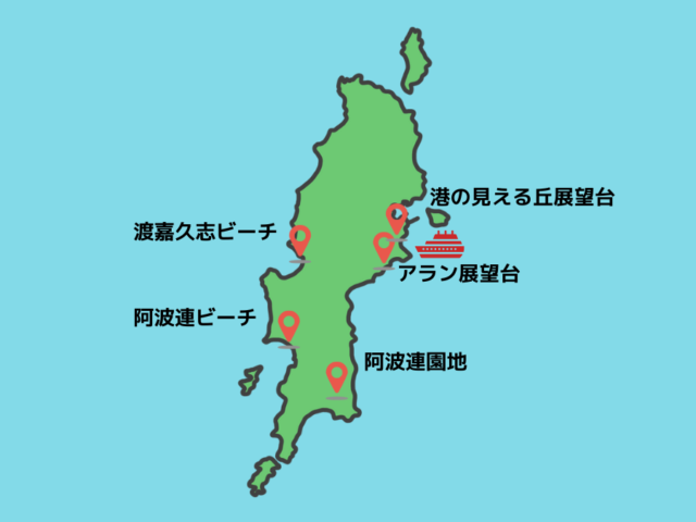 渡嘉敷島の人気観光スポット地図